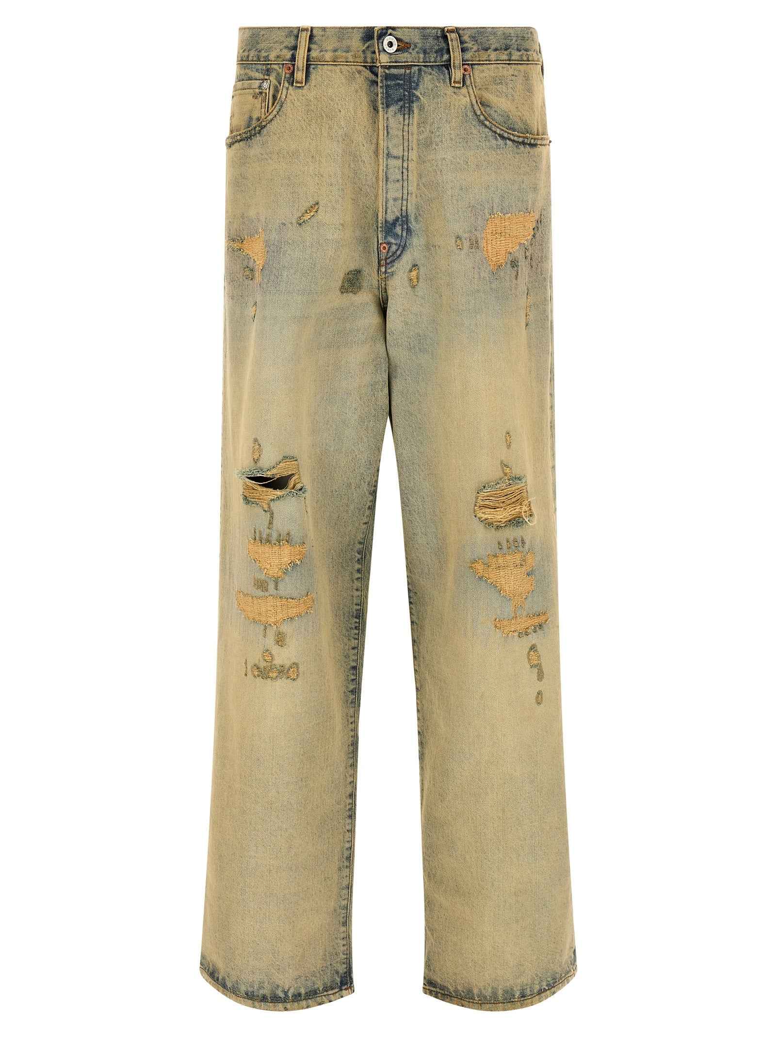 Bicolor Cotton Straight-Leg Jeans