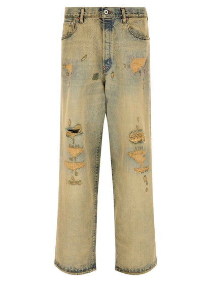 Bicolor Cotton Straight-Leg Jeans