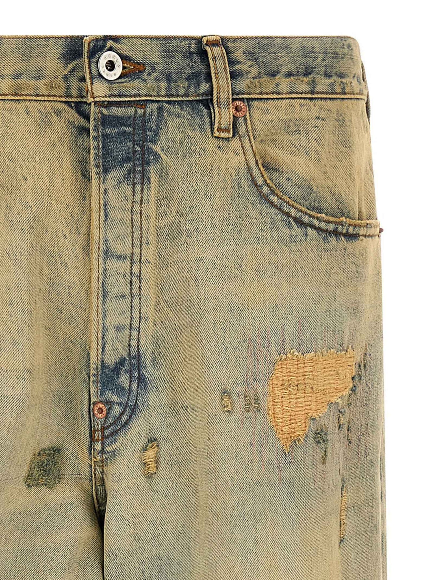 Bicolor Cotton Straight-Leg Jeans