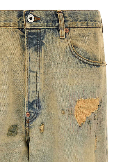 Bicolor Cotton Straight-Leg Jeans