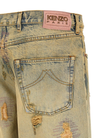 Bicolor Cotton Straight-Leg Jeans