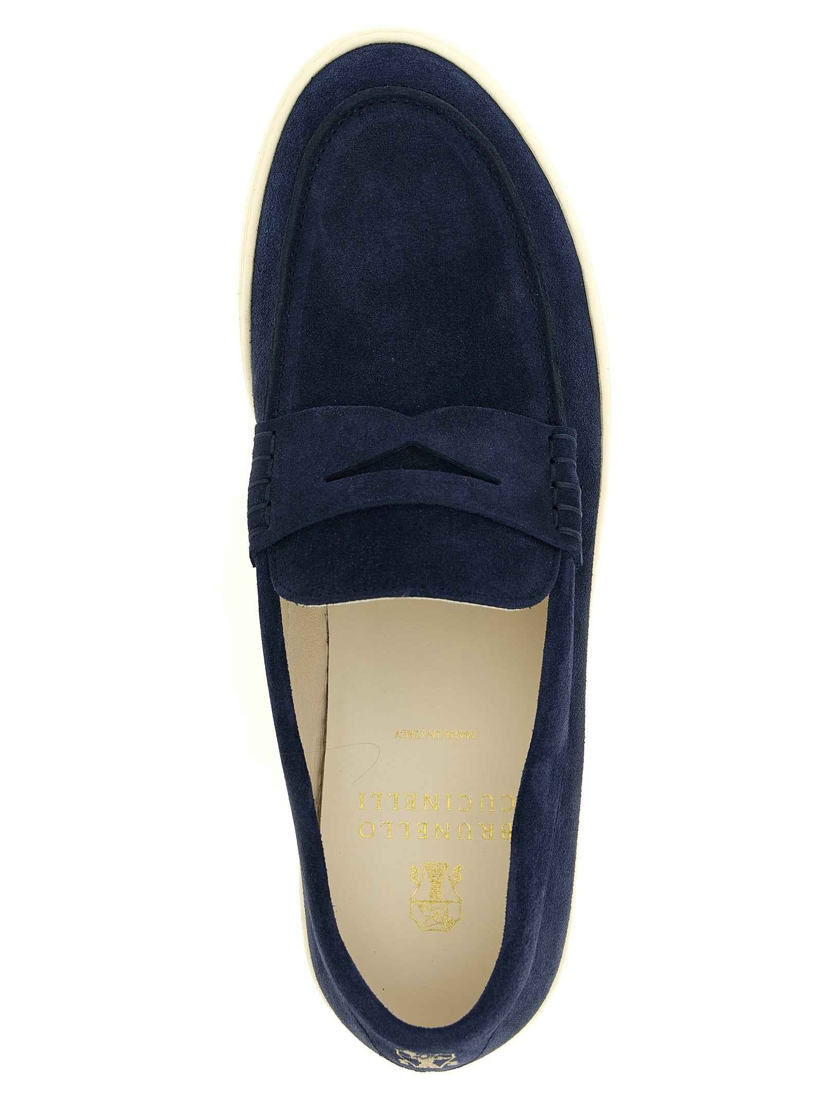 Blue Calfskin Slip-On Loafers