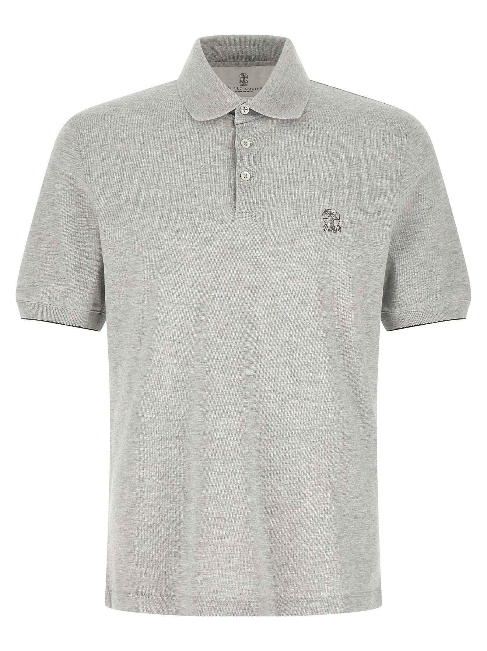 Gray Cotton Polo Shirt