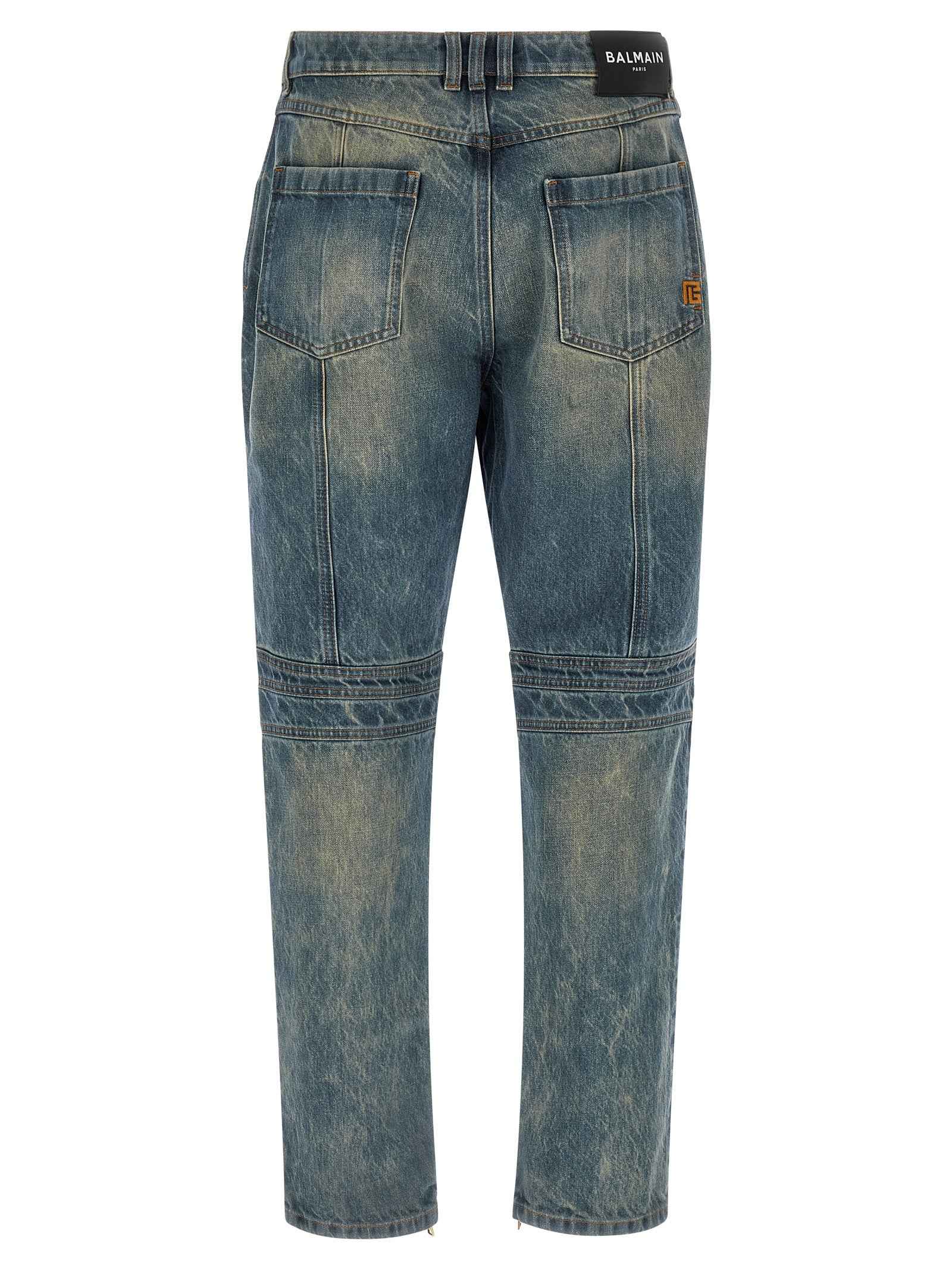 Blue Cotton Straight-Leg Jeans