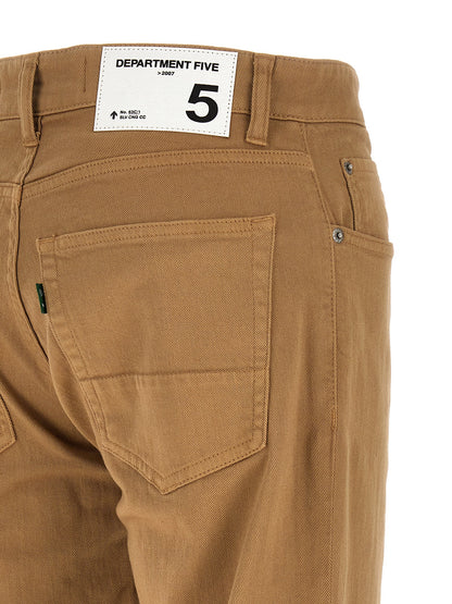 Beige Cotton Straight-Leg Jeans