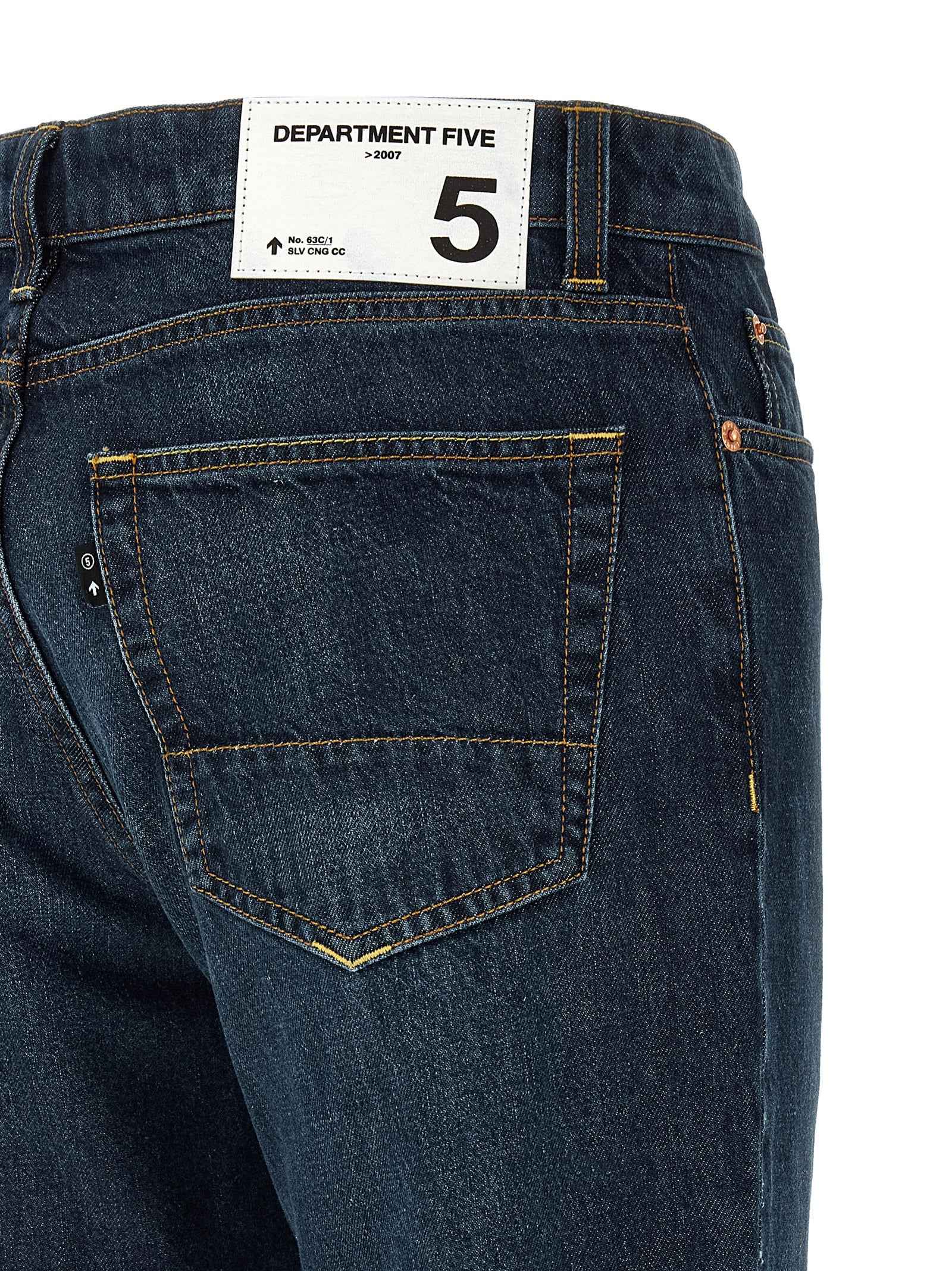 Blue Cotton Straight-Leg Jeans