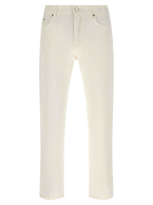 White Cotton Straight-Leg Jeans