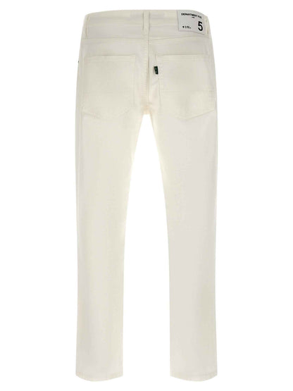 White Cotton Straight-Leg Jeans