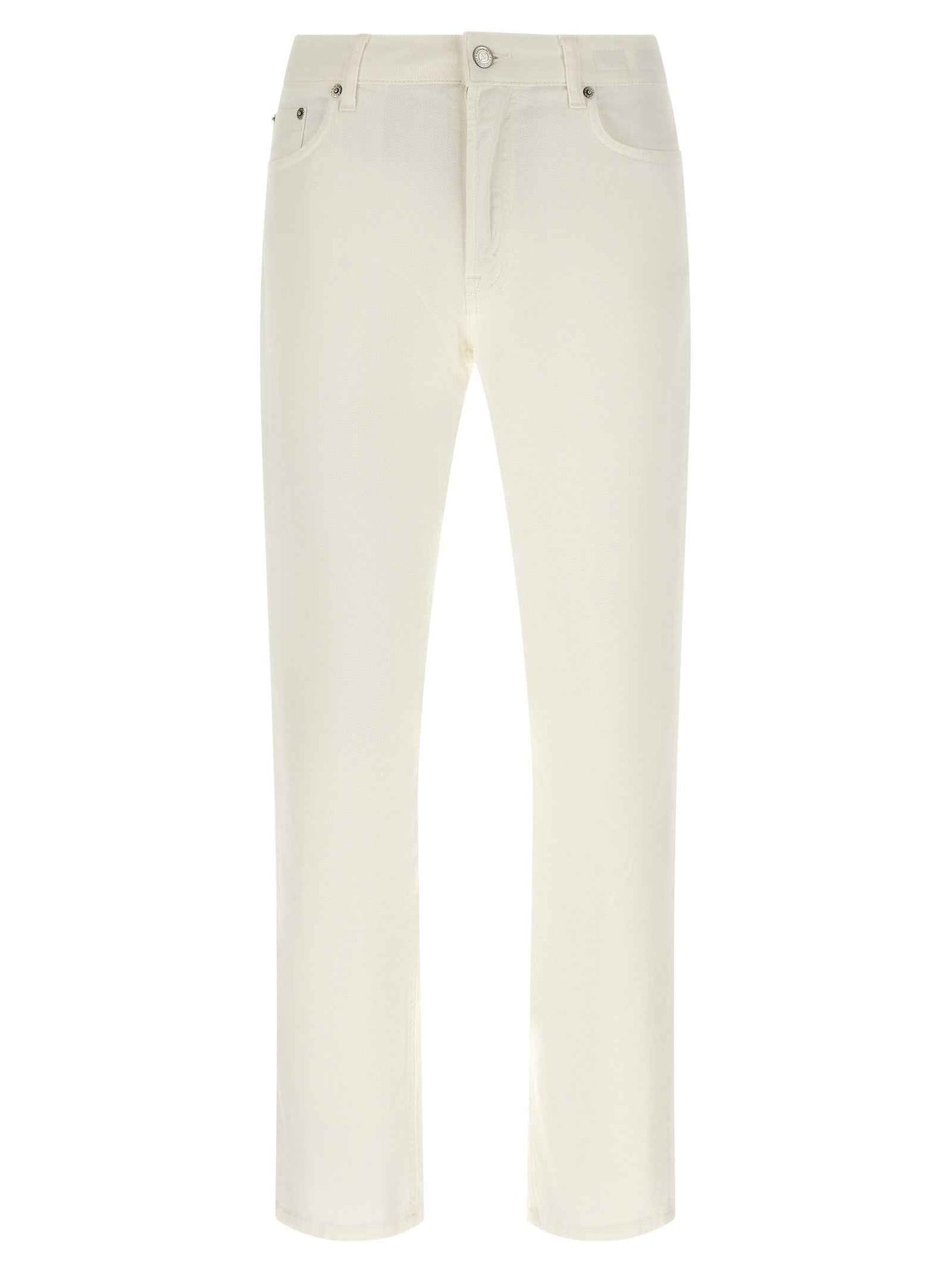 White Cotton Straight-Leg Jeans