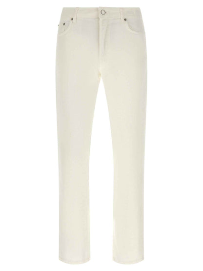 White Cotton Straight-Leg Jeans