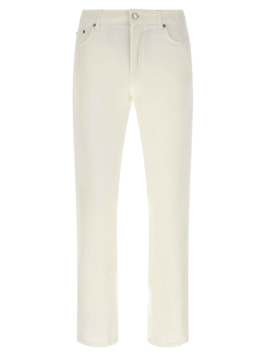 White Cotton Straight-Leg Jeans