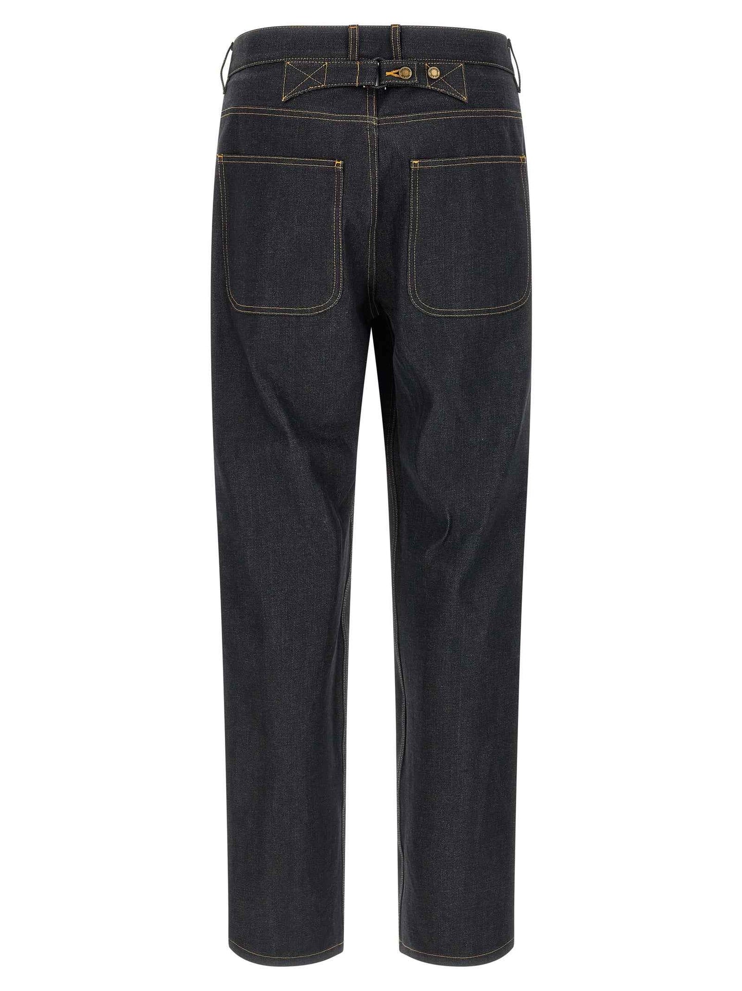 Blue Cotton High-Waisted Jean
