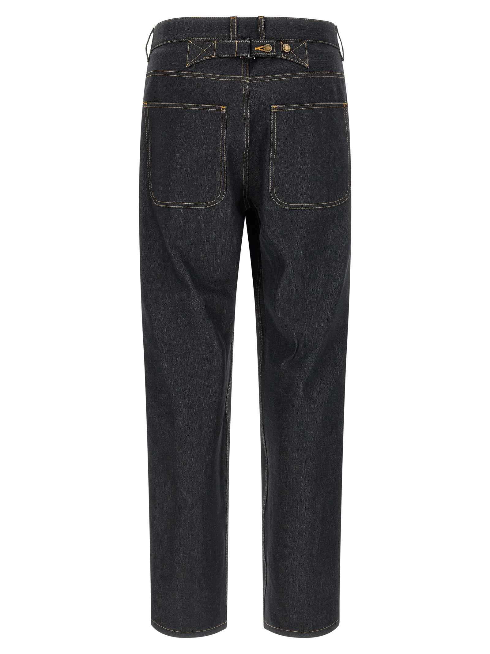 Blue Cotton High-Waisted Jean