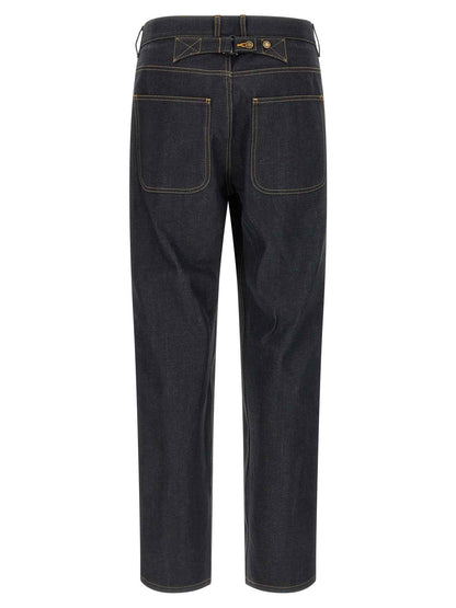 Blue Cotton High-Waisted Jean