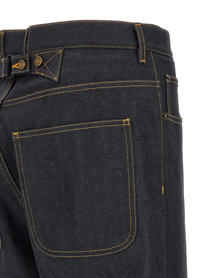 Blue Cotton High-Waisted Jean