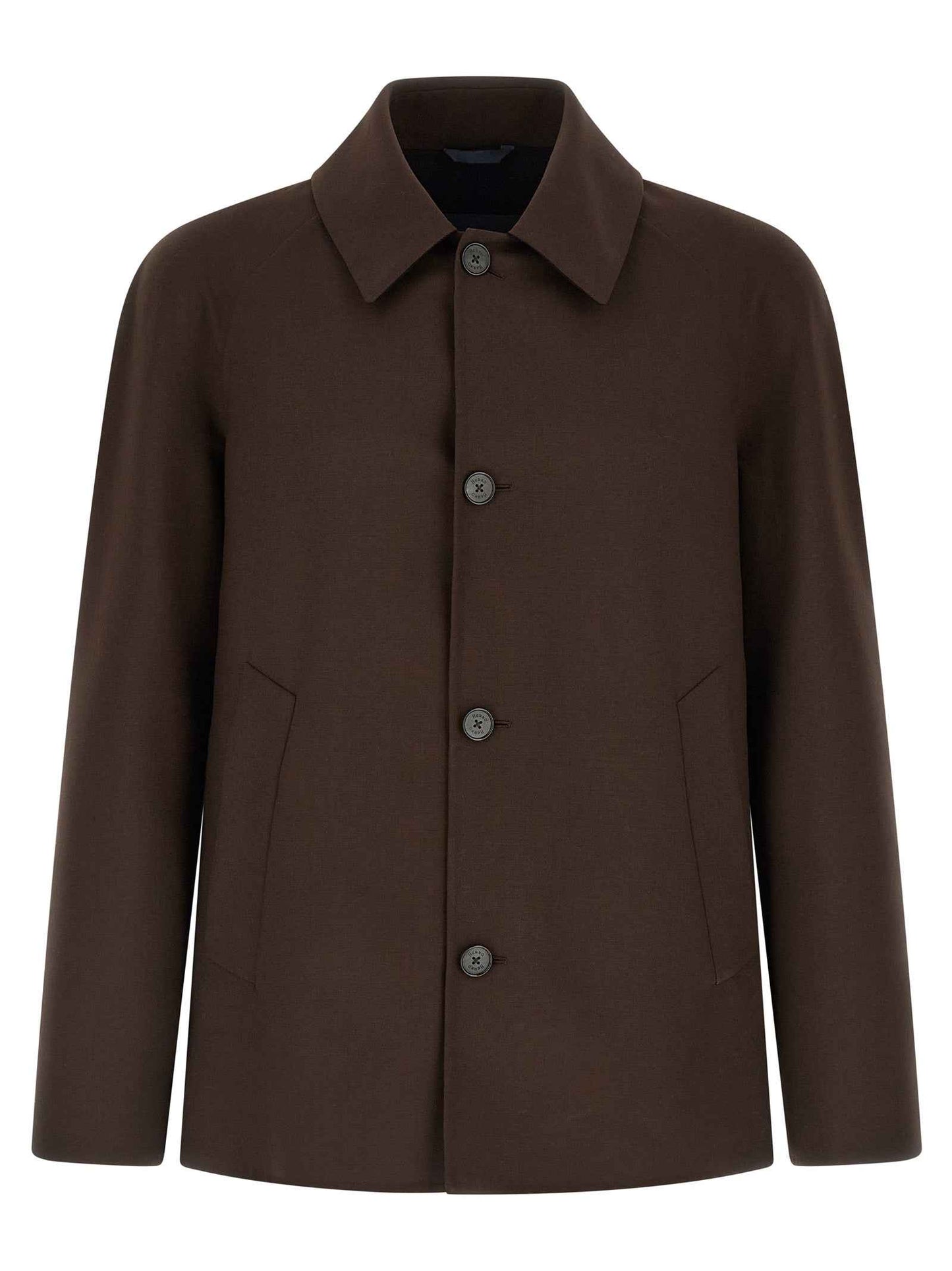 Brown Polyester Full-Length Jacket