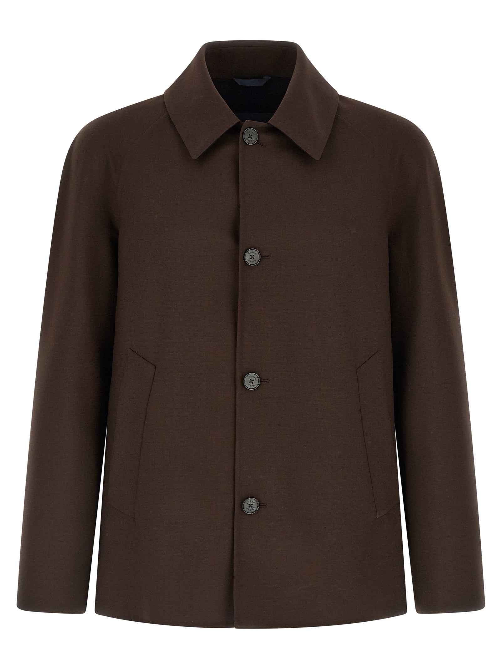 Brown Polyester Full-Length Jacket