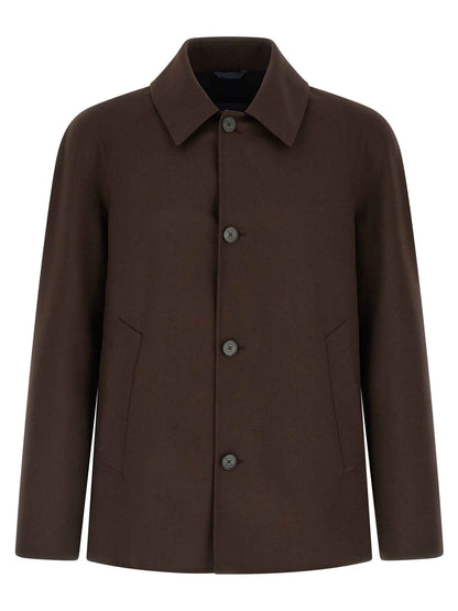Brown Polyester Full-Length Jacket