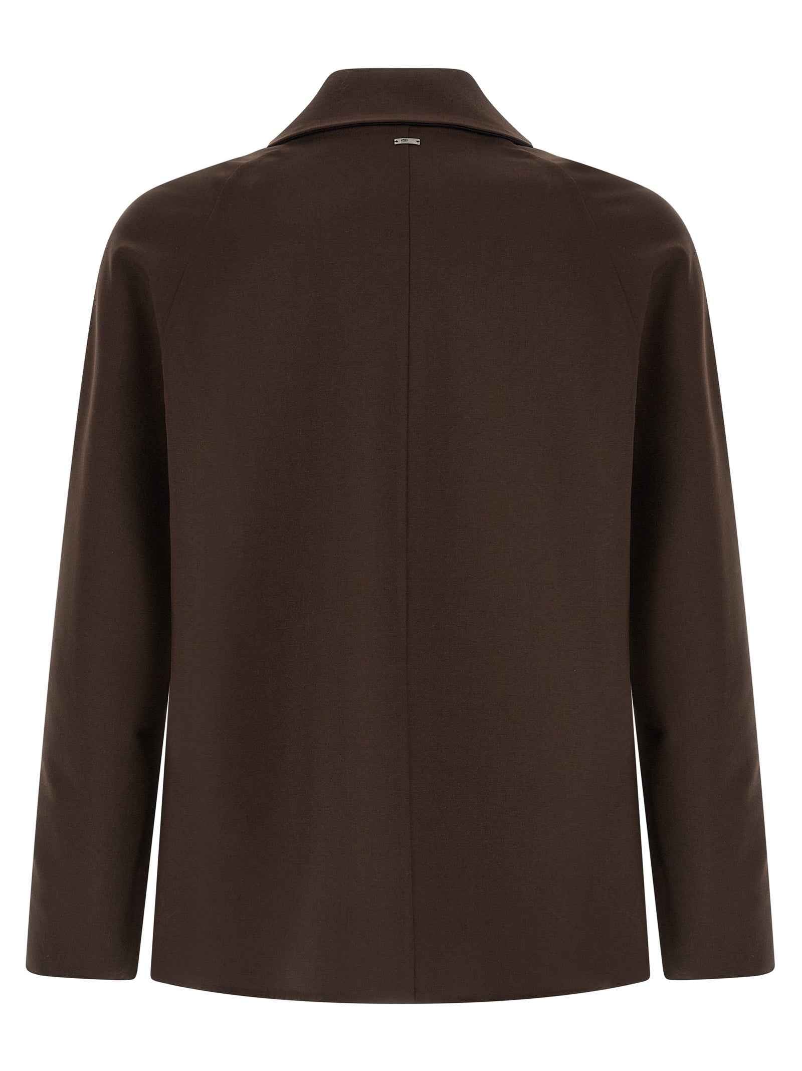 Brown Polyester Full-Length Jacket