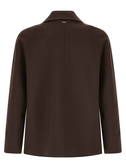 Brown Polyester Full-Length Jacket