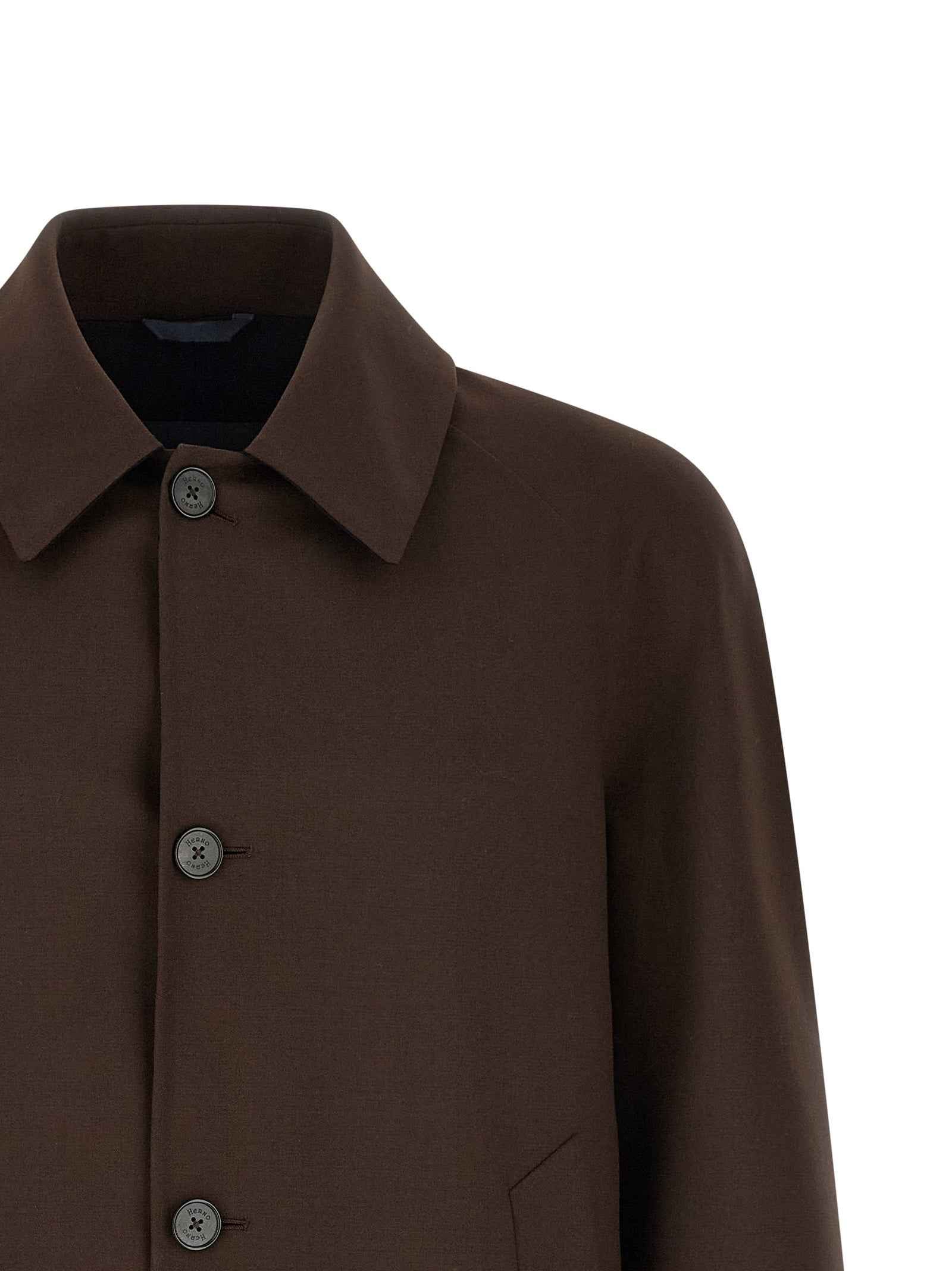 Brown Polyester Full-Length Jacket