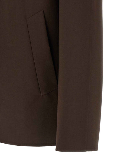 Brown Polyester Full-Length Jacket
