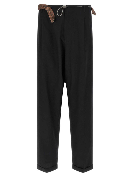 Black Cotton Casual Pants