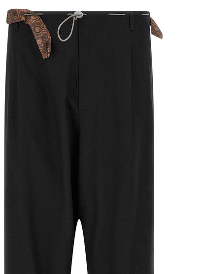 Black Cotton Casual Pants
