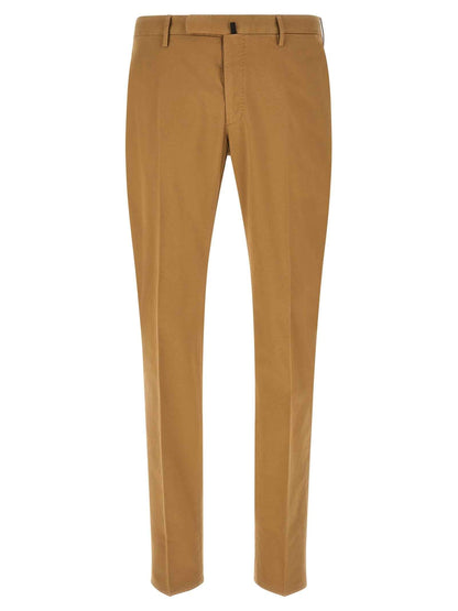 Brown Cotton Casual Pants