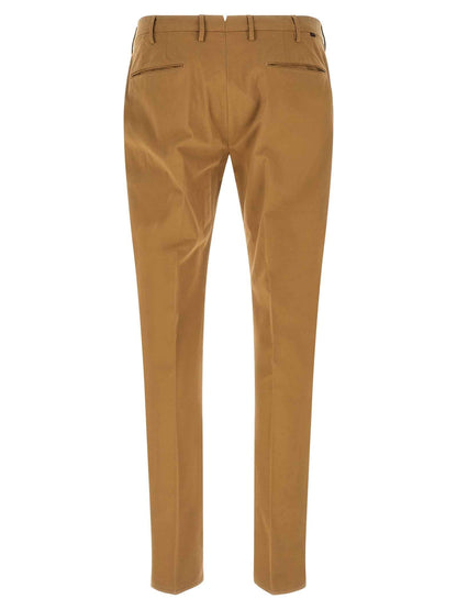 Brown Cotton Casual Pants