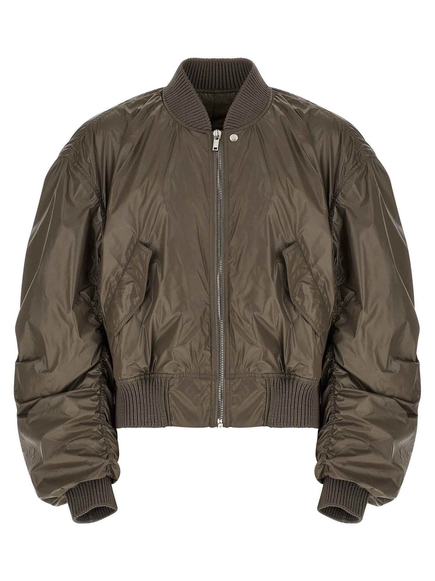Gray Nylon Bomber