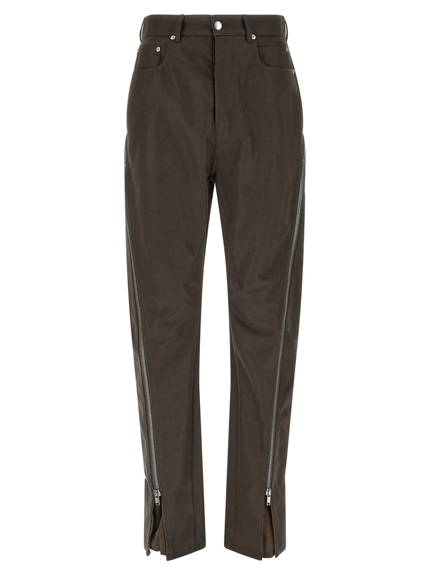 Brown Cotton Casual Pants