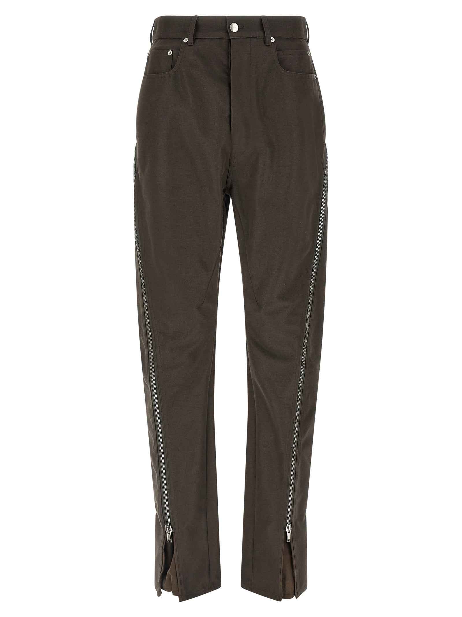 Brown Cotton Casual Pants