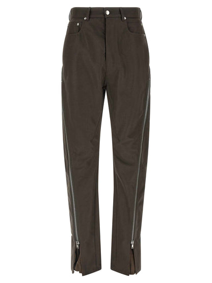 Brown Cotton Casual Pants