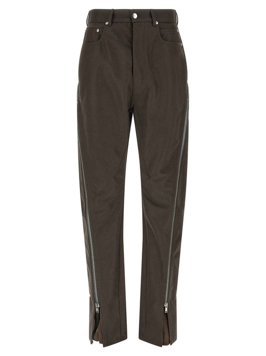Brown Cotton Casual Pants