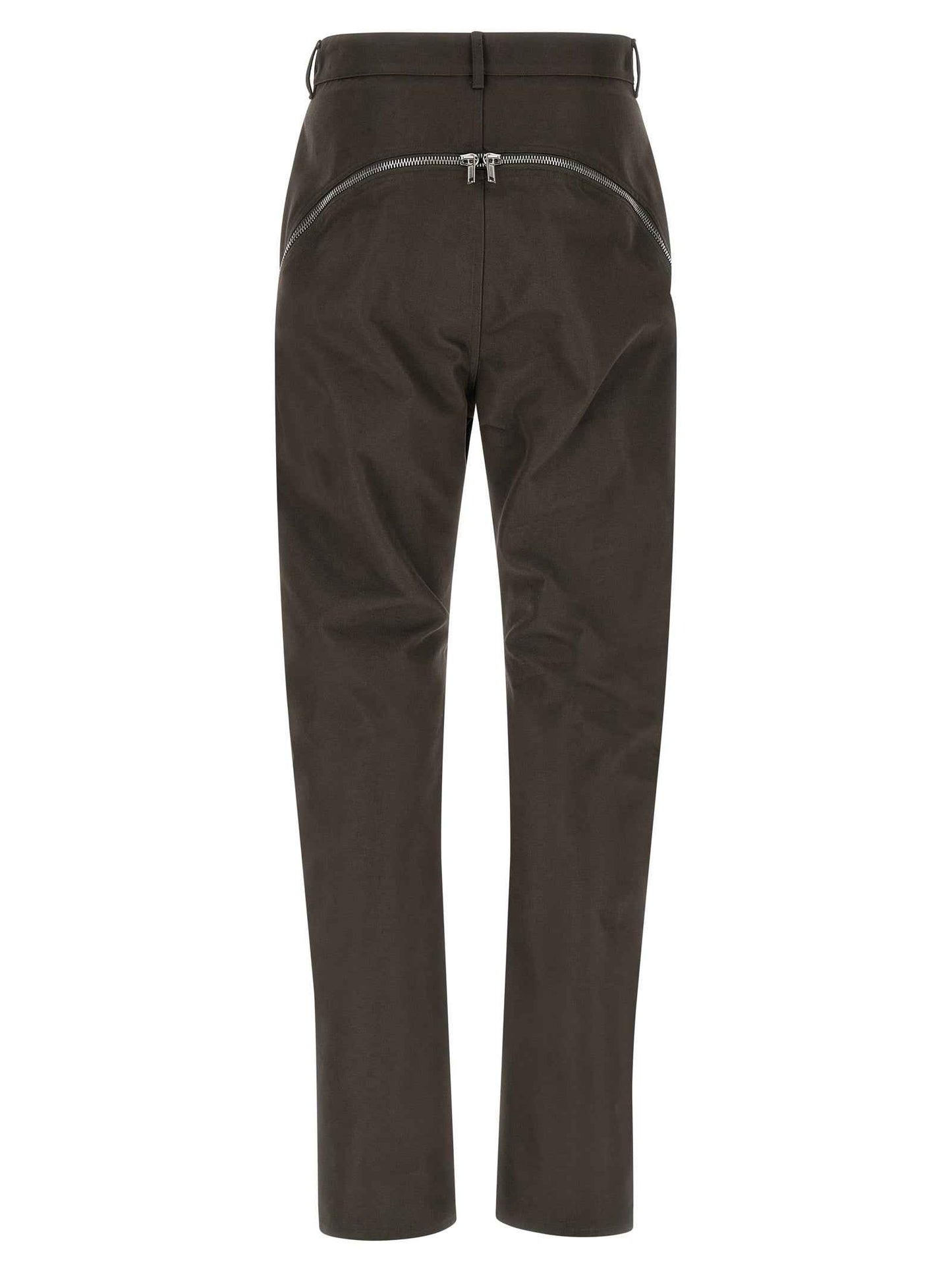 Brown Cotton Casual Pants