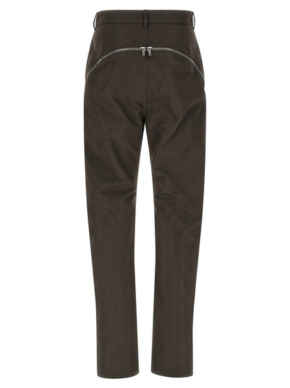 Brown Cotton Casual Pants