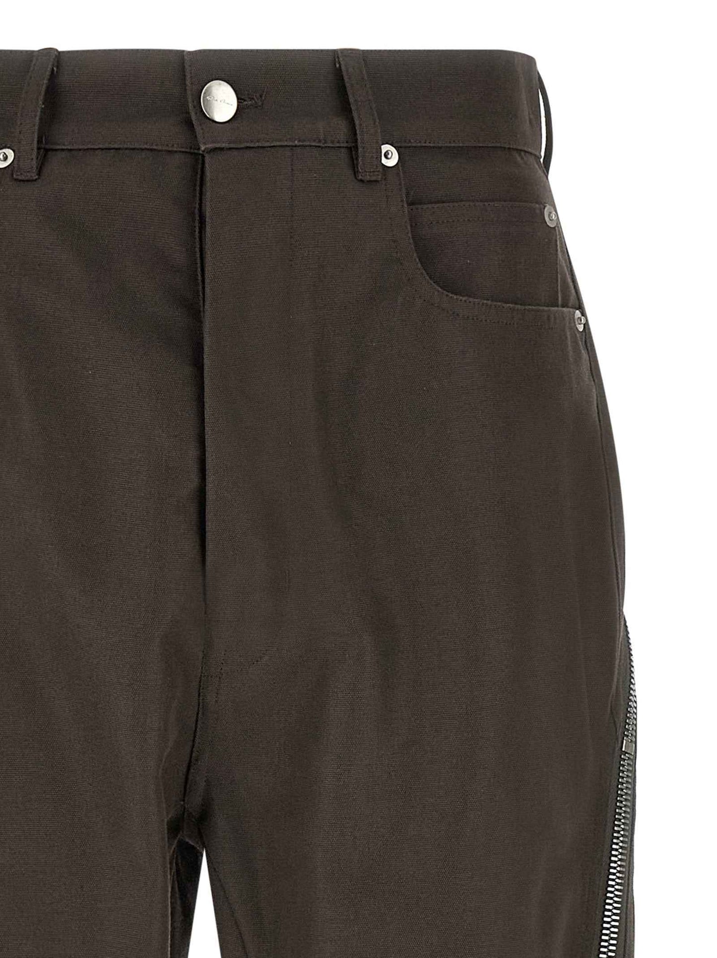 Brown Cotton Casual Pants