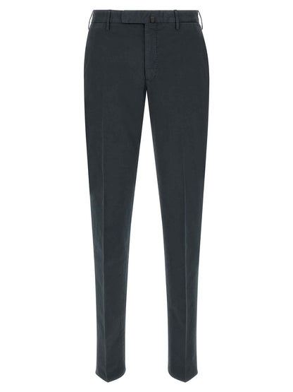 Blue Cotton Casual Pants