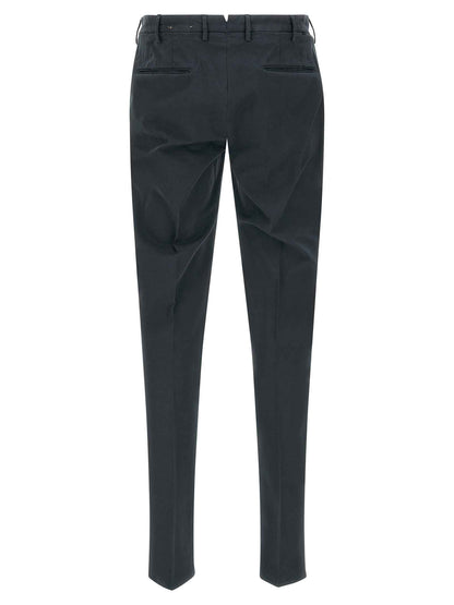 Blue Cotton Casual Pants