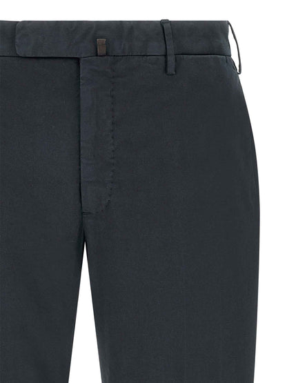 Blue Cotton Casual Pants