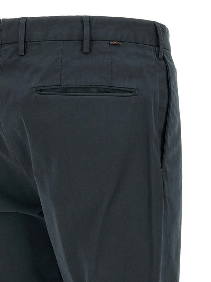 Blue Cotton Casual Pants