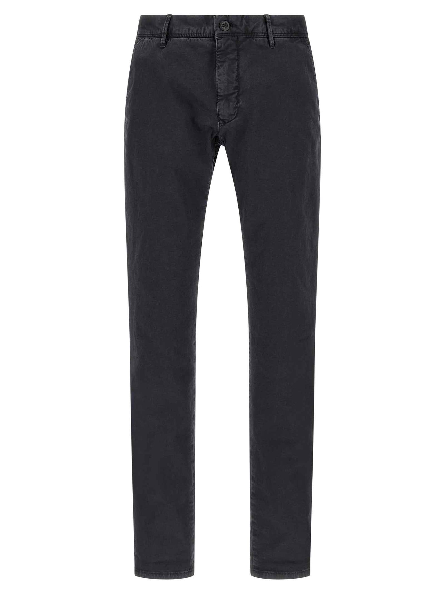 Blue Cotton Casual Pants