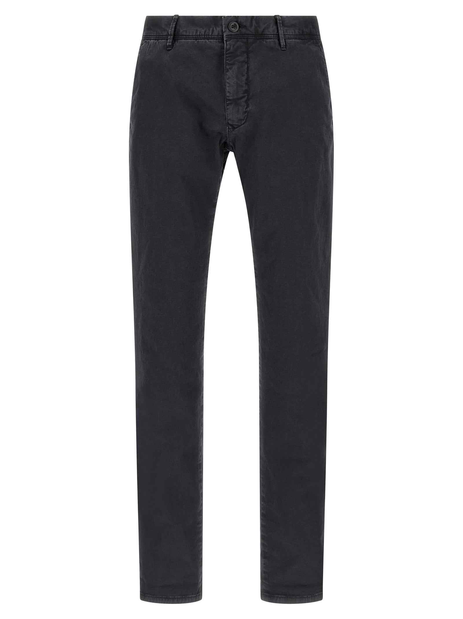Blue Cotton Casual Pants