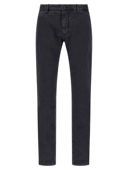 Blue Cotton Casual Pants