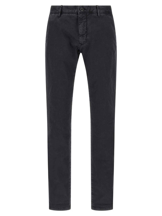 Blue Cotton Casual Pants