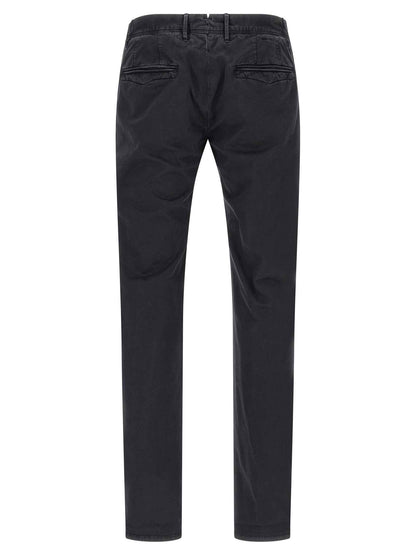 Blue Cotton Casual Pants
