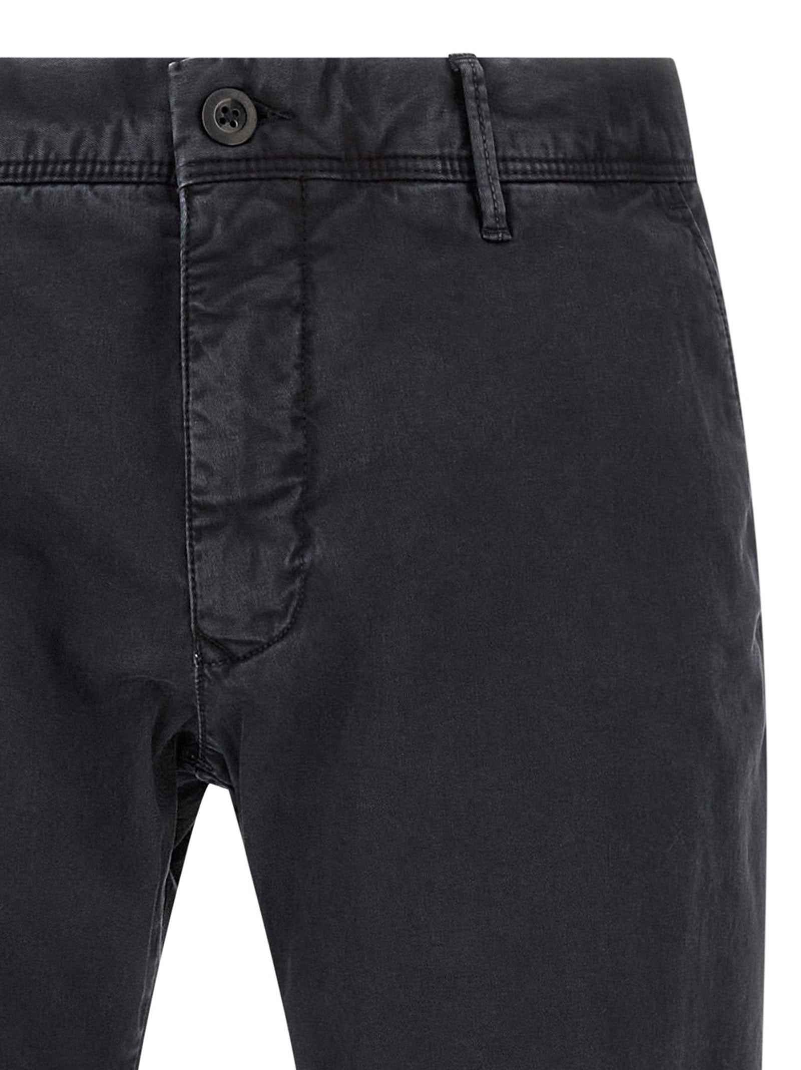 Blue Cotton Casual Pants