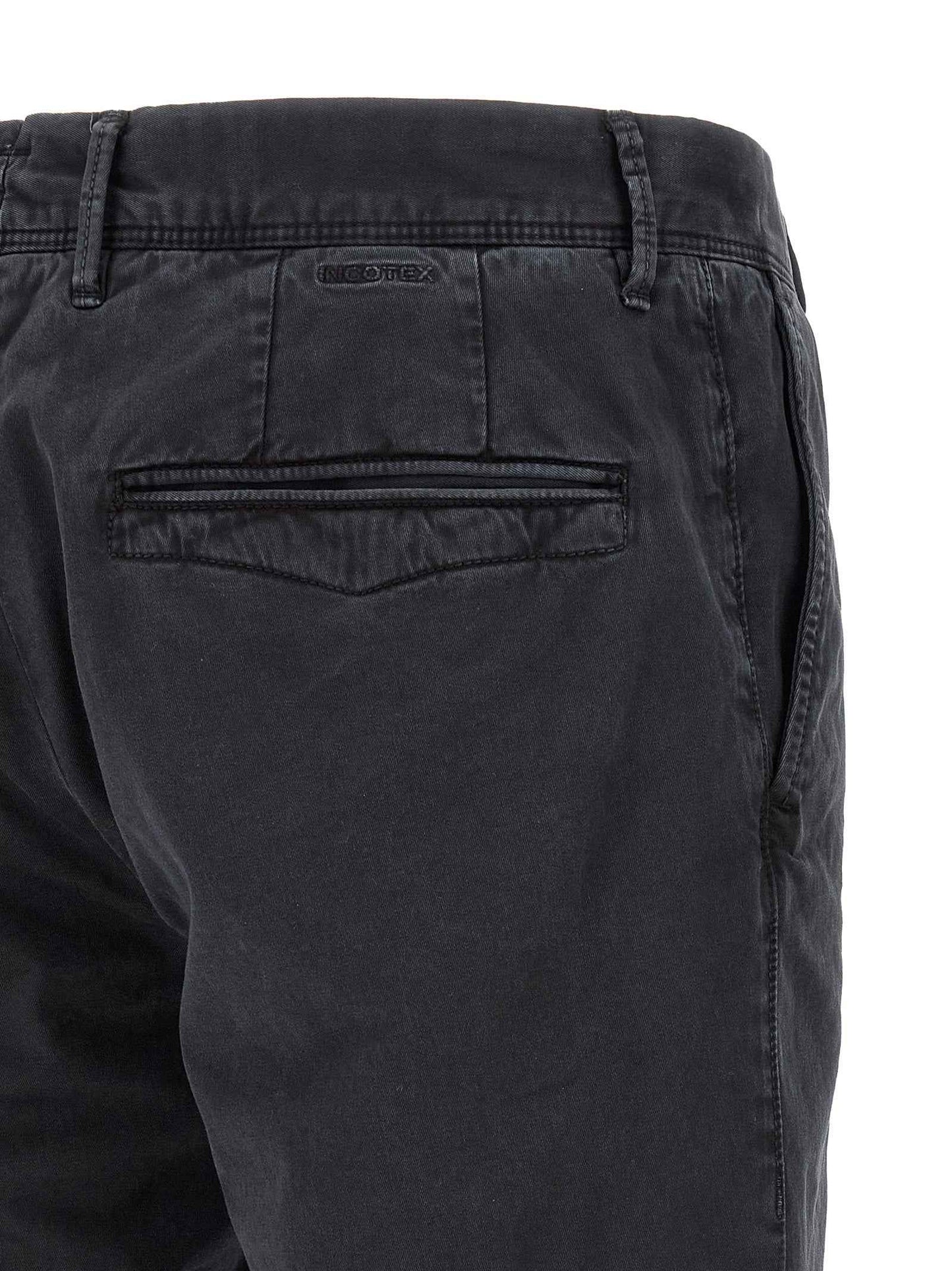 Blue Cotton Casual Pants