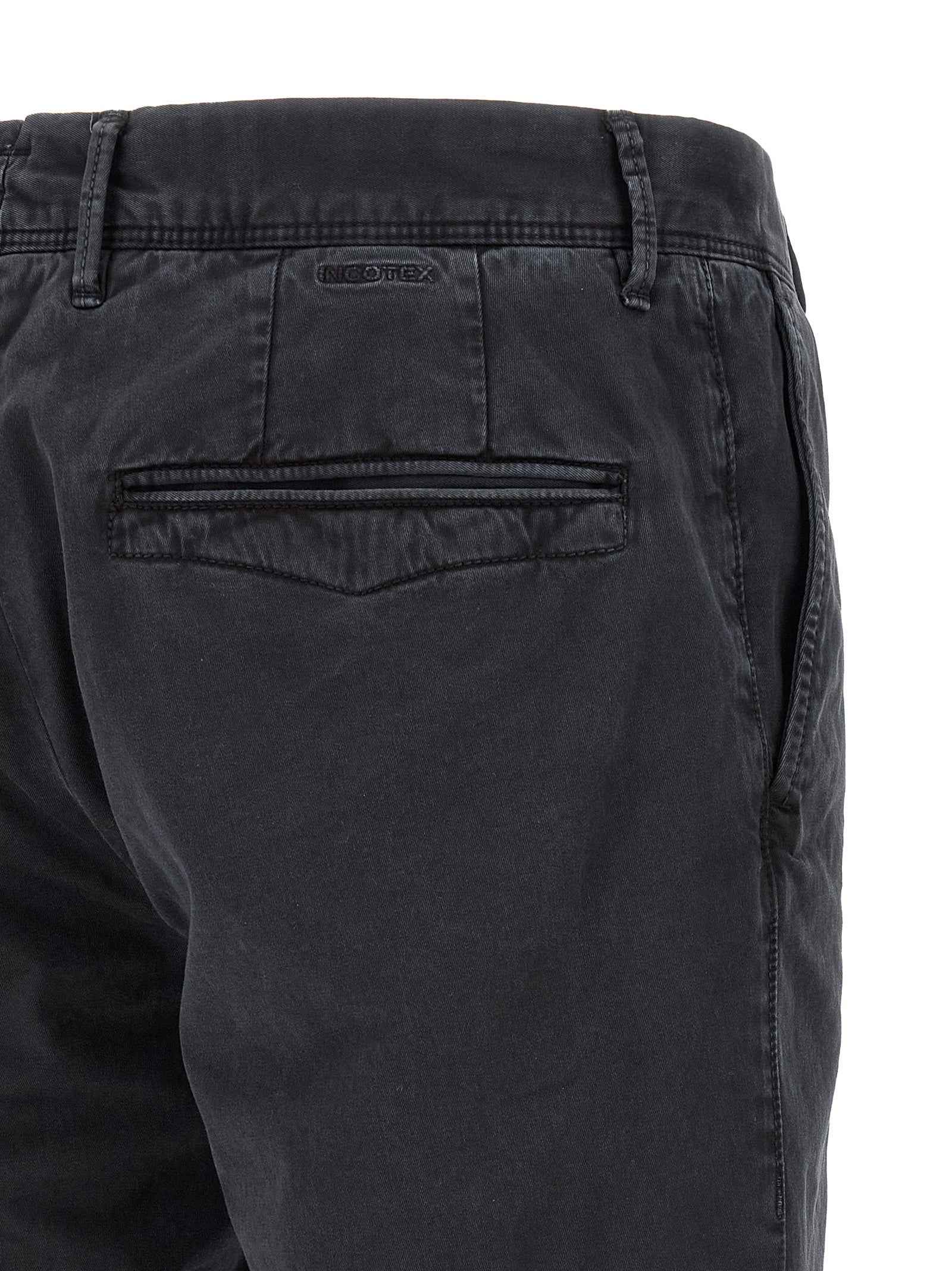 Blue Cotton Casual Pants